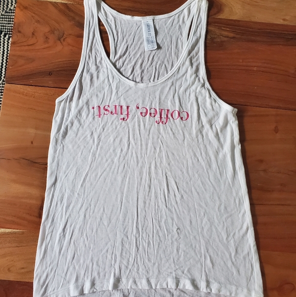 2/$35- Forever 21 "Coffee First" backwards lettered  tank top- Small - Picture 7 of 7